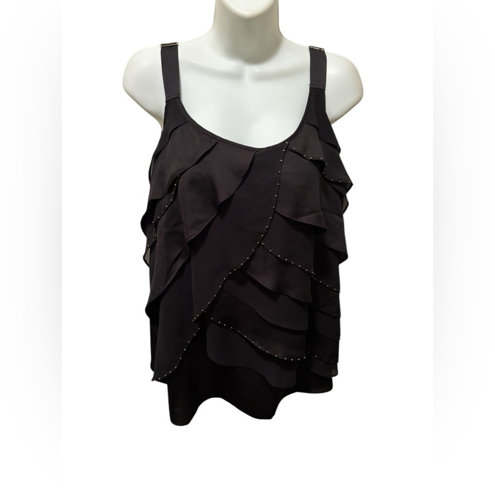 Torrid Ruffle Chiffon Tank W/Beading
Black Sz 16 Dressy Career Layering Top